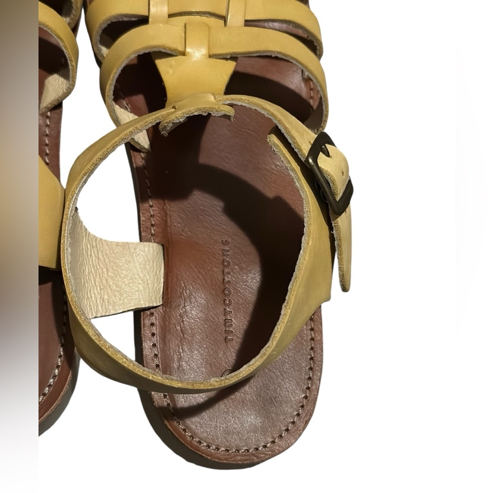 Tiny Cottons Yellow Leather Kids Sandals - Picture 3 of 14